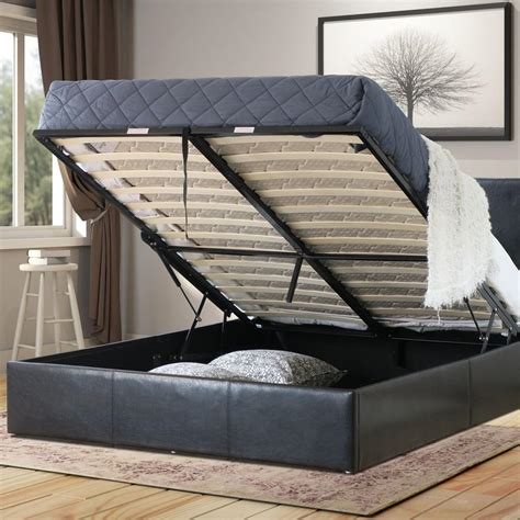 Istyle Prada King Single Gas Lift Ottoman Storage Bed Frame Pu 